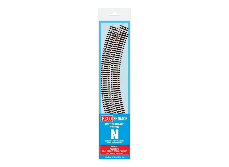 Peco - St-3012 - Double Curve - 1St Radius - Pack Of 4 (N Scale) 1