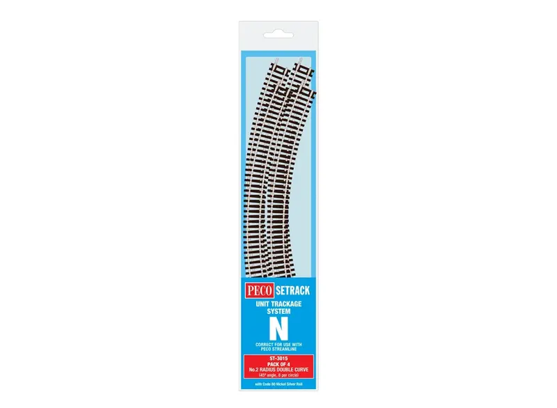 Peco - St-3015 - Double Curve - 2Nd Radius - Pack Of 4 (N Scale) 1