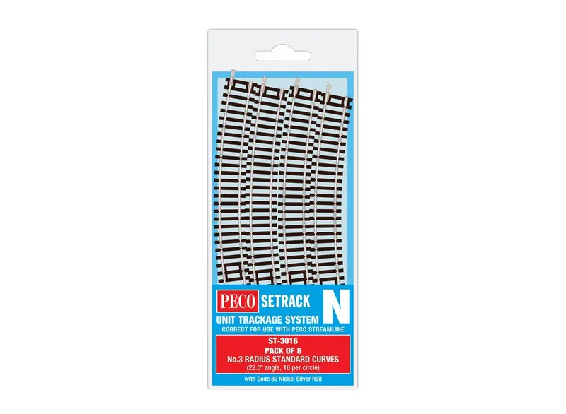 Peco - St-3016 - Standard Curve - 3Rd Radius - Pack Of 8 (N Scale) 1