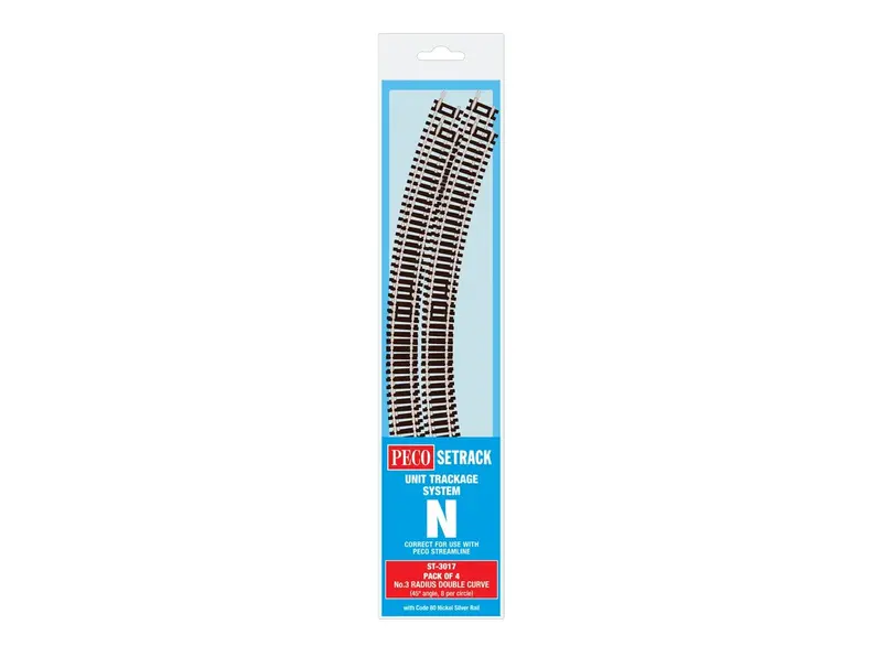 Peco - St-3017 - Double Curve - 3Rd Radius - Pack Of 4 (N Scale) 1