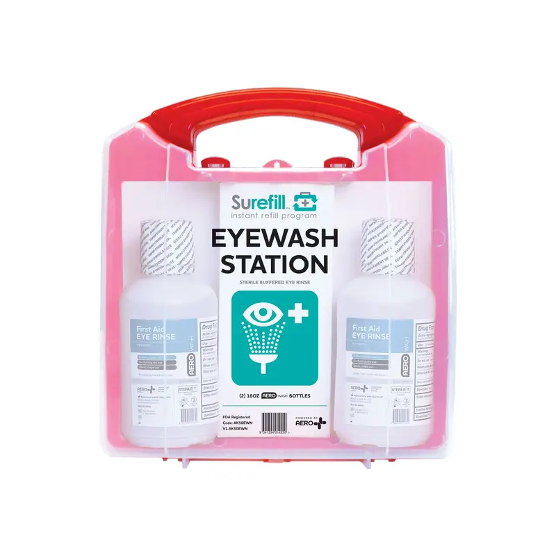 Portable Emergency Eyewash Station – Wall Mount Case – 2 Bottles 1