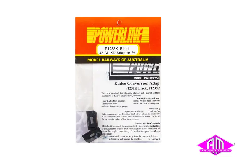 Powerline - P1238k - 48 Class Kadee Adaptor - Black (Ho Scale) 1