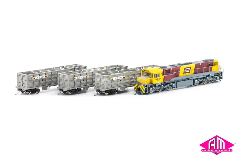 Queensland Rail Locomotive Starter Set With 3 Cattle Wagons (Ho Scale) Set03ho 1