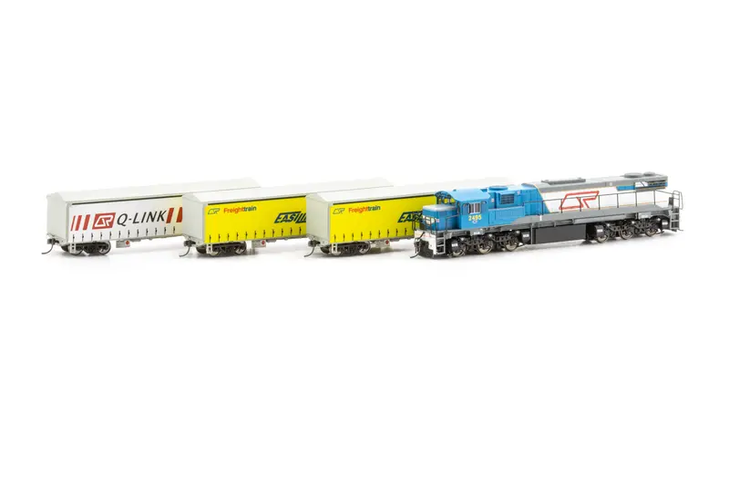 Queensland Rail Locomotive Starter Set With 3 Tautliner Wagons (Ho Scale) Set04ho 1