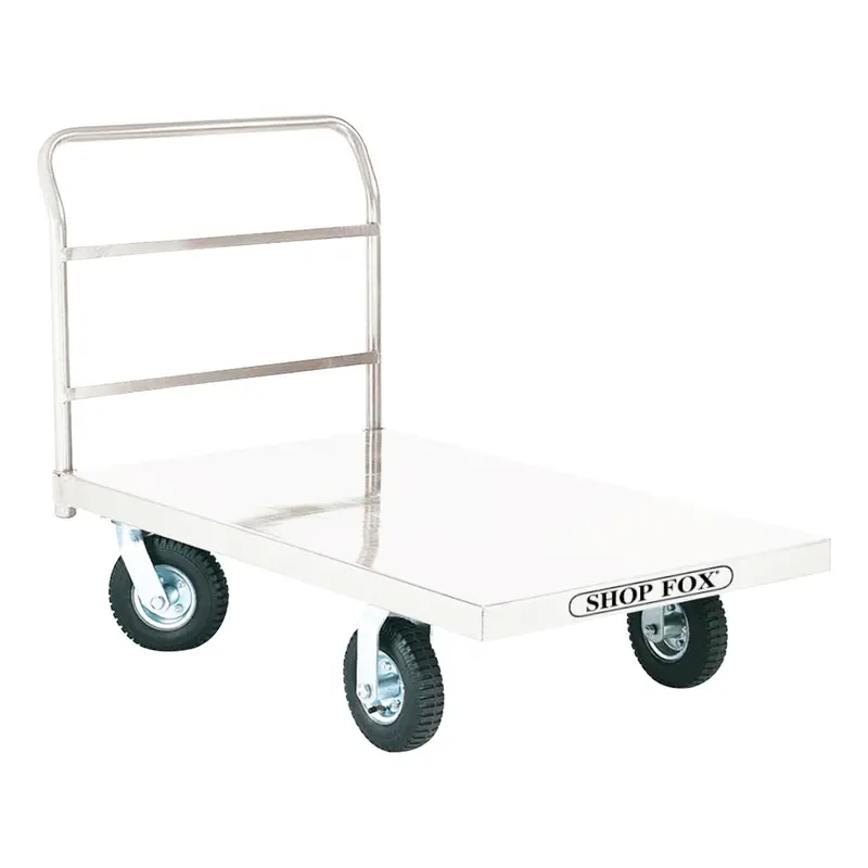 Shop Fox D3240 48-Inch X 30-Inch 2000-Lbs Pneumatic Wheel Platform Truck 1