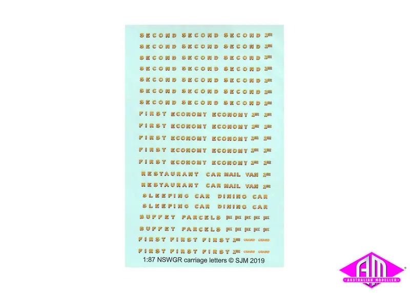 Sj-Dcl - Nswgr Carriage Letter Decal Set (Ho Scale) 1