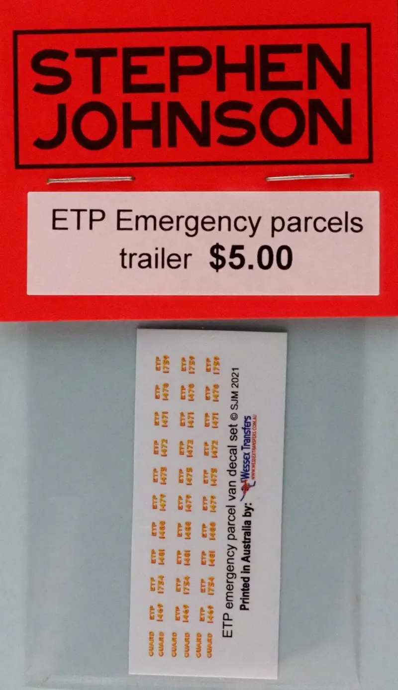 Sj-Etptd - Etp Emergency Parcels Trailer Decal (Ho Scale) 1