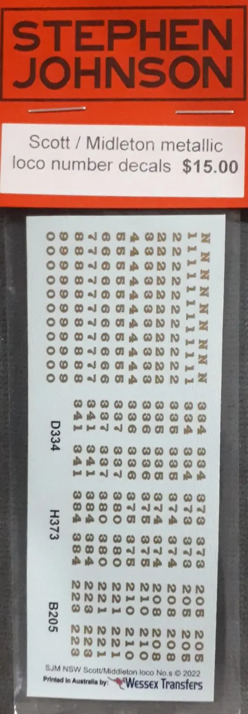 Sj-Smmlnd - Scott/Midleton Metallic Loco Number Decals (Ho Scale) 1
