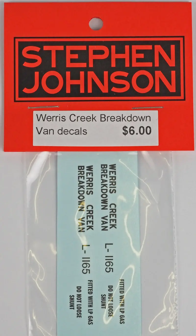Sj-Wcbv - Werris Creek Breakdown Van Decal Set (Ho Scale) 1