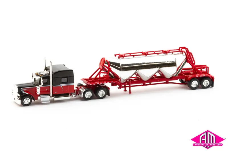 Spec015 - Peterbilt 389 Sc With Pneumatic Tank Op - Red, Black, Chrome (Ho Scale) 1