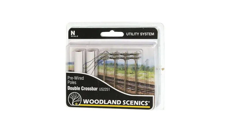 Us2251 Wired Poles Double Crossbar (N Scale) 1