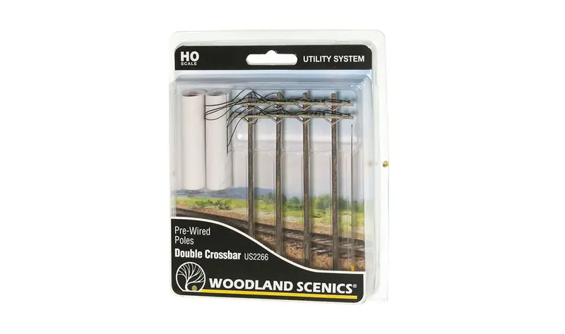 Us2266 Wired Poles Double Crossbar (Ho Scale) 1