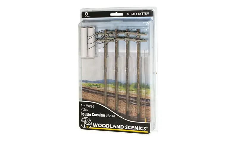 Us2281 Wired Poles Double Crossbar (O Scale) 1