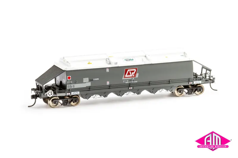 Vgk Wheat Hopper Vgk Weathered Qr Red On Patches Vgk302 (4 Car Set) Ho Scale 16.5Mm 1
