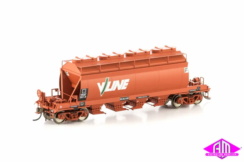 Vhaf Phosphate Hopper, Wagon Red With V/Line Logo, 4 Car Pack Vhw-2 1