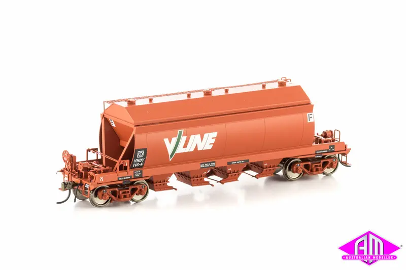 Vhdy Cement Hopper, Wagon Red With V/Line Logo, 4 Car Pack Vhw-7 1