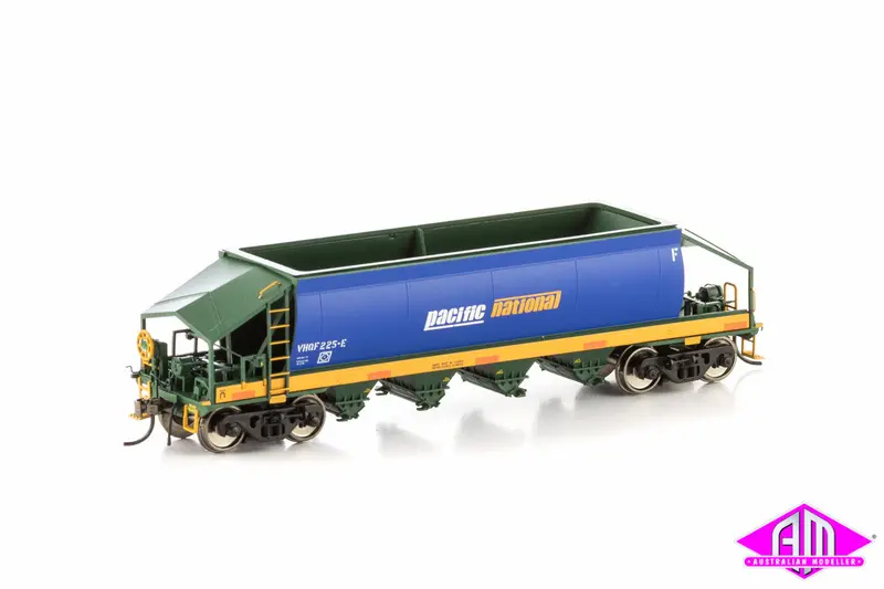 Vhqf Quarry Hopper, Blue & Yellow With Pacific National Logo, 4 Car Pack Vhw-22 1