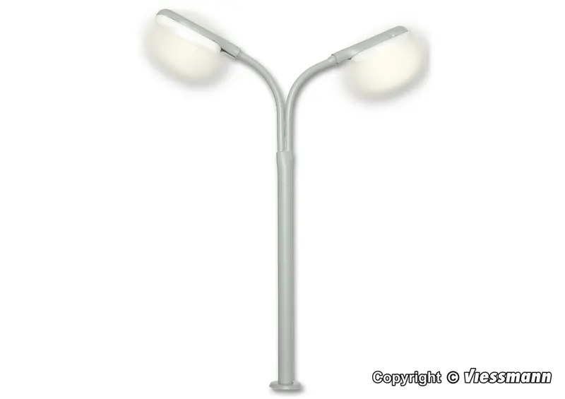 Viessmann - 6095 - Whip Street Light - Double - 2 Leds White (Ho Scale) 1