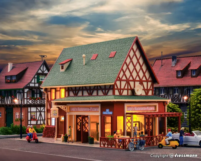 Vollmer - 43681 - Luigi`S Pizzeria Restaurant With Interior And Led Lighting - Functional Kit (Ho Scale) 1