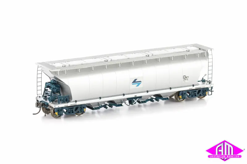 Wty Grain Hopper, Ptc Blue/Silver With Black/Blue L7 And Roofwalks - 4 Car Pack Ngh-2 1
