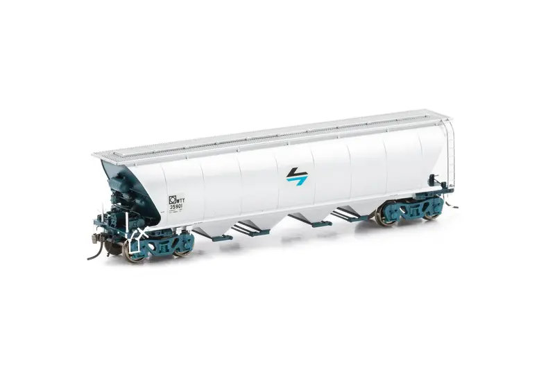 Wty Grain Hopper, With Roofwalks - Ptc Blue/Silver With Black/Blue L7 Logos - 4 Car Pack Ngh-40 1