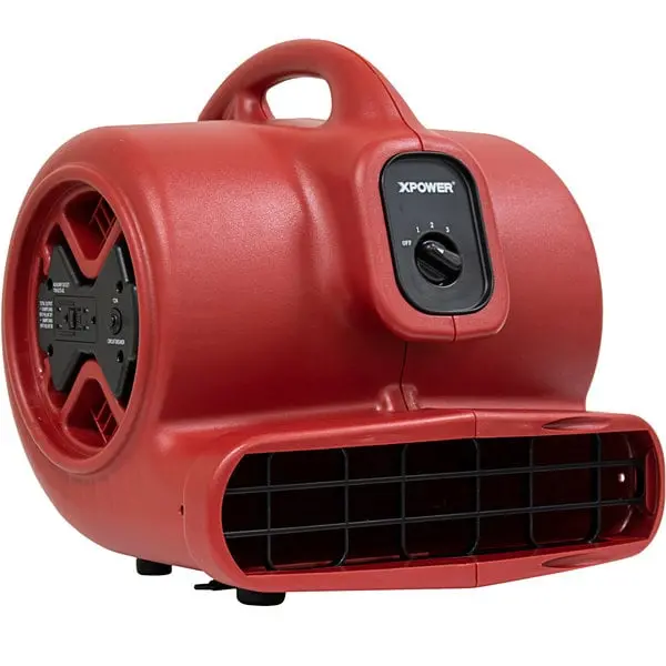 Xpower X-600A-Red 1/3 Hp Air Mover W/ Built-In Power Outlets - Red 1
