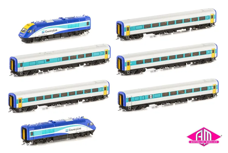 Xpt Railcorp Countrylink, Blue/Teal/White - 7 Car Set (Xpt-5) Ho Scale 1