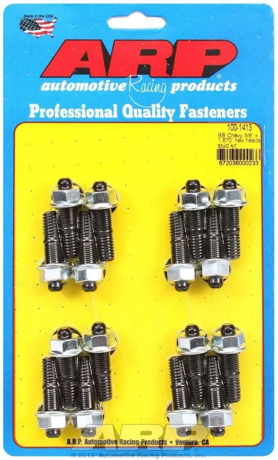 Arp 100-1413 6-Point Header Stud Kit – 3/8" X 1.670" Oal (16-Piece) 1