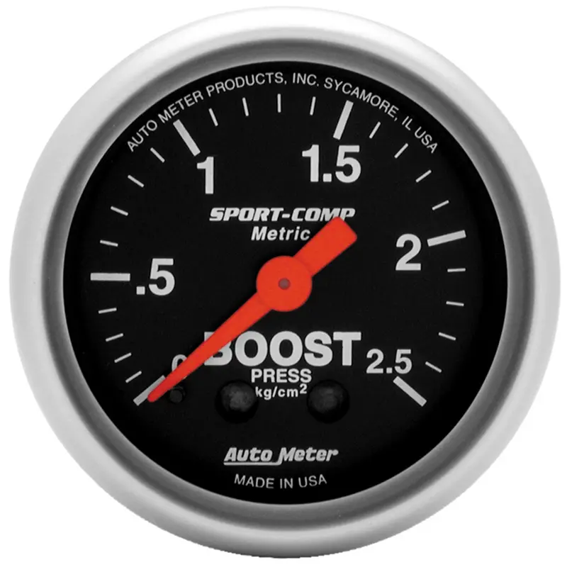 Autometer 3304-J 2-1/16" Mechanical Boost Gauge – Sport-Comp Series, 2.5 Kg/Cm² Range 1