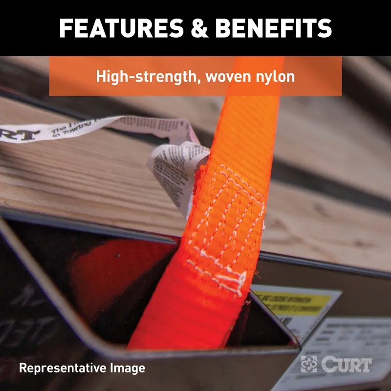 Curt 83019 Heavy-Duty Nylon Ratchet Strap – 1-Inch X 16-Foot, 2,200 Lb Break Strength 1