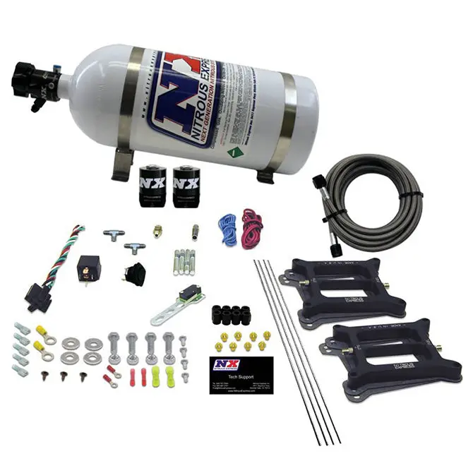 Nitrous Express 30240-10 Dual-Stage Nitrous Kit – 4150 Flange, Gasoline-Compatible, 10Lb Bottle Included 1