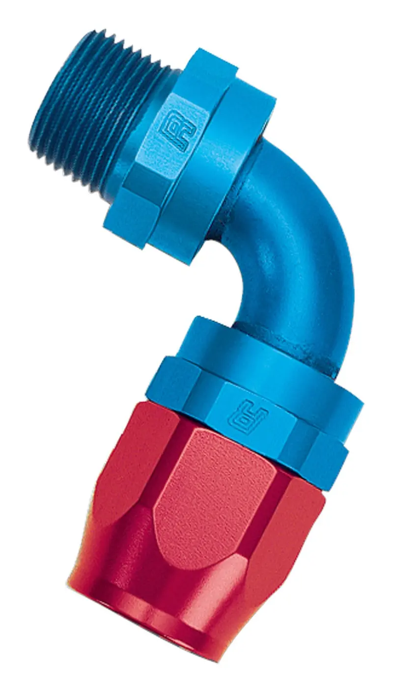 Russell 612170 Full-Flow 90° Swivel Hose End – Red/Blue Anodized, -06An To 1/8" Npt 1
