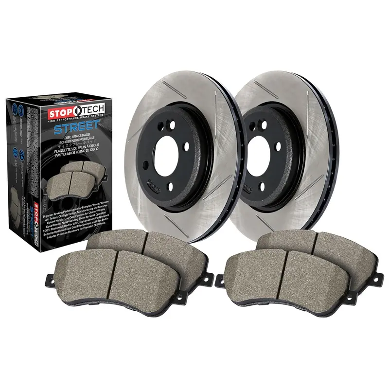 Stoptech 937.42087 Street Axle Pack – Front Slotted Brake Kit 1