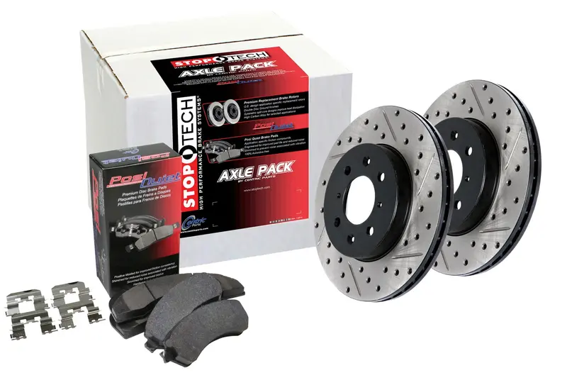 Stoptech Street Axle Pack – 4-Wheel Drilled & Slotted Brake Kit 1