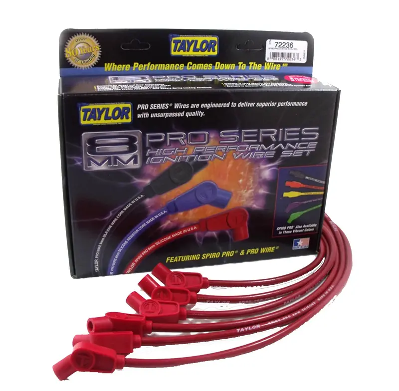 Taylor Cable 77226 Spiro-Pro 8Mm Ignition Wire Set – Red, Oe-Style Boots, 9.5″ Length 1