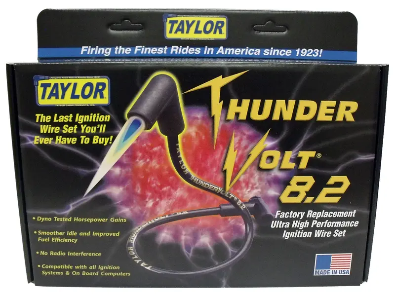 Taylor Cable 82097 Thundervolt 8.2Mm Spiro-Wound Ignition Wire Set – Custom 6-Cylinder Fit, Black 1