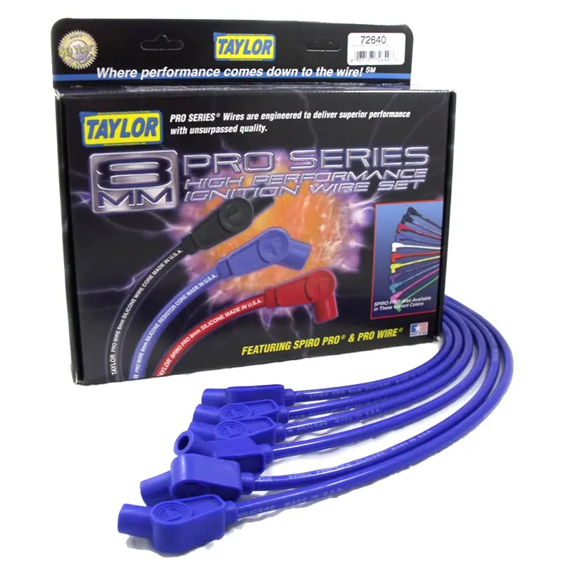 Taylor Cable Spiro-Pro 8Mm Ignition Wire Set – Blue, Stock Fitment, 9.5" 1